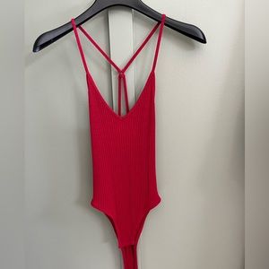 Red Topshop bodysuit